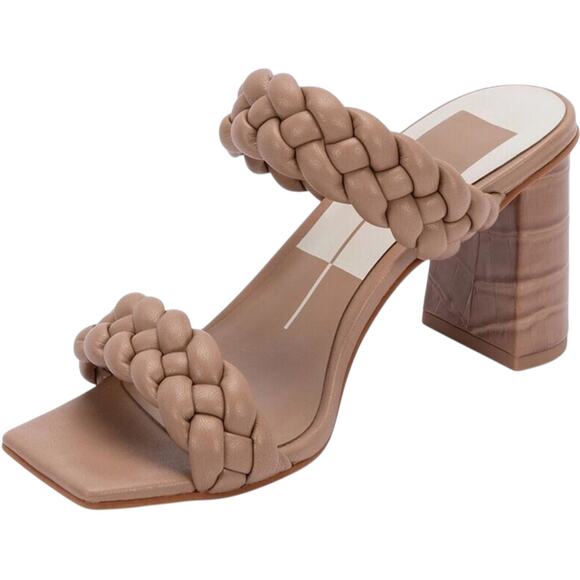 Dolce Vita Shoes - Dolce Vita Paily Braided Sandals Double Strap Chunky High Heels Cafe Stella 8